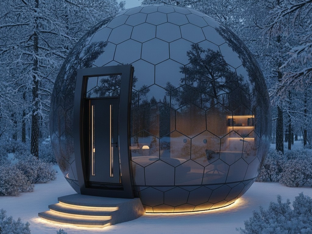 Дизайн фасада круглого дома